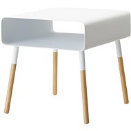 Yamazaki Odkládací stolek s poličkou Plain 4229, kov/dřevo, bílý - Side Table