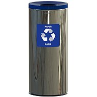 Alda Waste bin Eko 45 l, blue lid - paper, glossy stainless steel - Rubbish Bin
