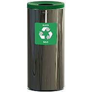 Alda Waste bin Eko 45 l, green lid - glass, glossy stainless steel - Rubbish Bin