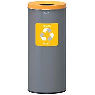 Alda Sorted waste bin Eko 45 l, yellow lid - plastic, painted steel, grey - Rubbish Bin