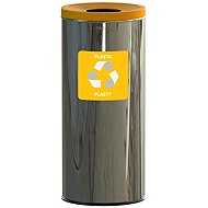 Alda Waste bin Eko 45 l, yellow lid - plastic, glossy stainless steel - Rubbish Bin