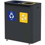 Alda Sorted Waste Set Eko Star Station 2 × 60 l, painted steel, grey - Rubbish Bin