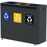 Alda Sorted Waste Set Eko Star Station 3 × 60 l, painted steel, grey - Rubbish Bin