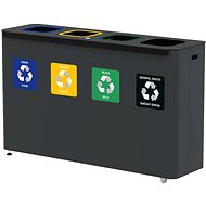 Alda Sorted Waste Set Eko Star Station 4 × 60 l, painted steel, grey - Rubbish Bin