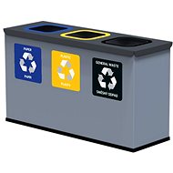 Alda Sorted Waste Set Eko Station Mini 3 × 12 l, painted steel, grey - Rubbish Bin