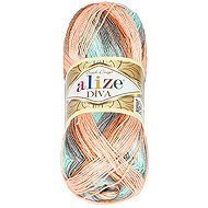 Alize DIVA batik 100g yarn - 5550 salmon, grey, turquoise - Yarn