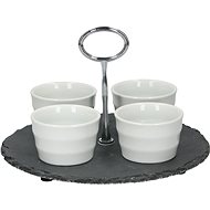 ALPINA EDCO Set of Snack Bowls on a Slate Tray, 25cm - Serving Set
