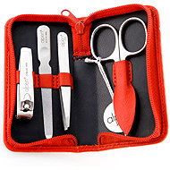 ALPEN Manicure set Inox leather, red - Manicure Set