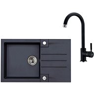 ALVEUS Rock 130 G - 91 Black + ALVEUS AM 120, Black 91 - Kitchen Sink and Tap Set