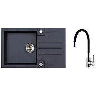 Alveus Rock 130 91 + Mintas Black CHR - Kitchen Sink and Tap Set