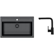 Alveus Atrox 40 91 + faucet Zeos-P black HU Black Addition - Kitchen Sink and Tap Set
