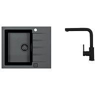 Alveus Cadit 20 91 + battery Zeos-P black HU Black Addition - Kitchen Sink and Tap Set
