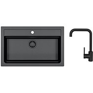 Alveus Atrox 40 91 + mixer OZ Black HU Black Addition - Kitchen Sink and Tap Set
