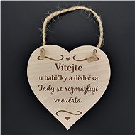 AMADEA Wooden Heart with the Inscription "Welcome to grandma and grandfather, here", Solid Wood, 16 x - Decoration
