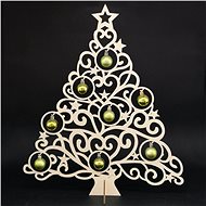 AMADEA Wooden 3D tree with balls, height 46 cm - Christmas Decoration