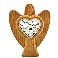 AMADEA Wooden angel with heart, solid wood, height 10 cm - Angel Statue