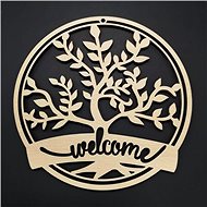 AMADEA Wooden tree in circle - welcome, diameter 17 cm - Christmas Decoration