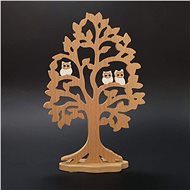 AMADEA Wooden Tree with White Owls 25cm - Decoration