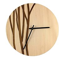 AMADEA Wooden Round Wall Clock with Twig Pattern, Solid Wood, Diameter of 25cm - Wall Clock
