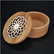 Amadea Wooden Round Box, Solid Wood with a Poplar Plywood Insert in the Shape of a Mandala, 8x3cm - Wooden Box