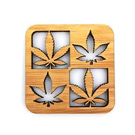 AMADEA Wooden coaster square with 4 leaves, solid wood, 10x10 cm - Coaster