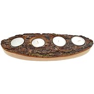 AMADEA Wooden Advent Candlestick with Bark, Solid Wood, 28x10x3cm - Candlestick