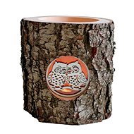 AMADEA Wooden Candlestick from Bark Trunk with Insert - Owls, Solid Wood, Height 12cm - Candlestick