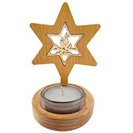 AMADEA Wooden Candlestick Star with Insert - Candles, Solid Wood, Height 10cm - Candlestick