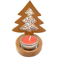 AMADEA Wooden Candlestick Tree with Insert - Ornament, Solid Wood, Height 10cm - Candlestick