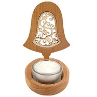 AMADEA Wooden Candlestick Bell with Insert - Ornament, Solid Wood, Height 10cm - Candlestick