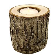 AMADEA Wooden Candlestick Bark Trunk, Solid Wood, Height 8cm - Candlestick