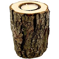 AMADEA Wooden Candlestick Bark Trunk, Solid Wood, Height 12cm - Candlestick