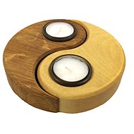 AMADEA Wooden Candlestick Yin - Yang, Solid Wood, 15x11,5x3cm - Candlestick