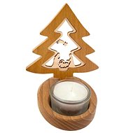 AMADEA Solid Wood Candlestick with Insert - Bell with Nativity Scene 10cm - Candlestick