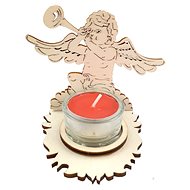 AMADEA Wooden Candlestick Angel, Height 9cm - Candlestick