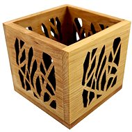 AMADEA Wooden Candlestick Cube with Cut-out, Solid Wood, 10x10x10cm - Candlestick