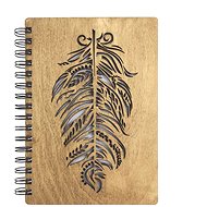 AMADEA Wooden Notebook A5 - Feather - Journal