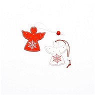 DECOLED Christmas decoration - wooden angel, red and white, 5 × 6 cm, 12 pcs - Christmas Decoration