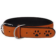 animALL Leather collar, orange + paws 60 cm/40 mm - Dog Collar