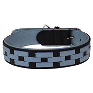 animALL Leather collar, black/blue 60 cm/40 mm - Dog Collar