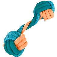ANNAM Knitted balls on rope 18 cm, blue - Dog Toy