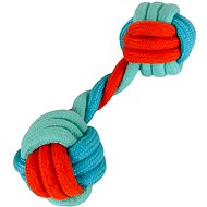 ANNAM Knitted balls on rope 18 cm, orange - Dog Toy