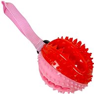 ANNAM Rubber ball for treats with rope 8 cm, red and pink - Dog Toy Ball