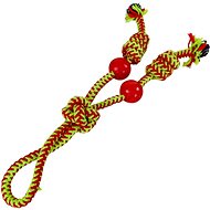 ANNAM Knot with two balls 35 cm, orange - Dog Toy