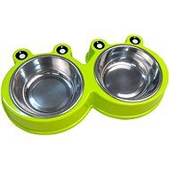 ANNAM Double frog-shaped bowl 11 × 16,5 cm, green - Dog Bowl