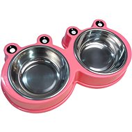 ANNAM Double frog-shaped bowl 11 × 16,5 cm, pink - Dog Bowl