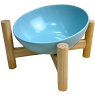 ANNAM Ceramic bowl with wooden base 15 cm, blue - Dog Bowl