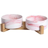 ANNAM Ceramic bowl with wooden base 13 cm, pink - Dog Bowl