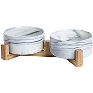 ANNAM Ceramic bowl with wooden base 13 cm, grey - Dog Bowl
