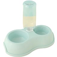 ANNAM Double bowl with water bottle holder 28.5 cm ( without bottle), blue - Dog Bowl